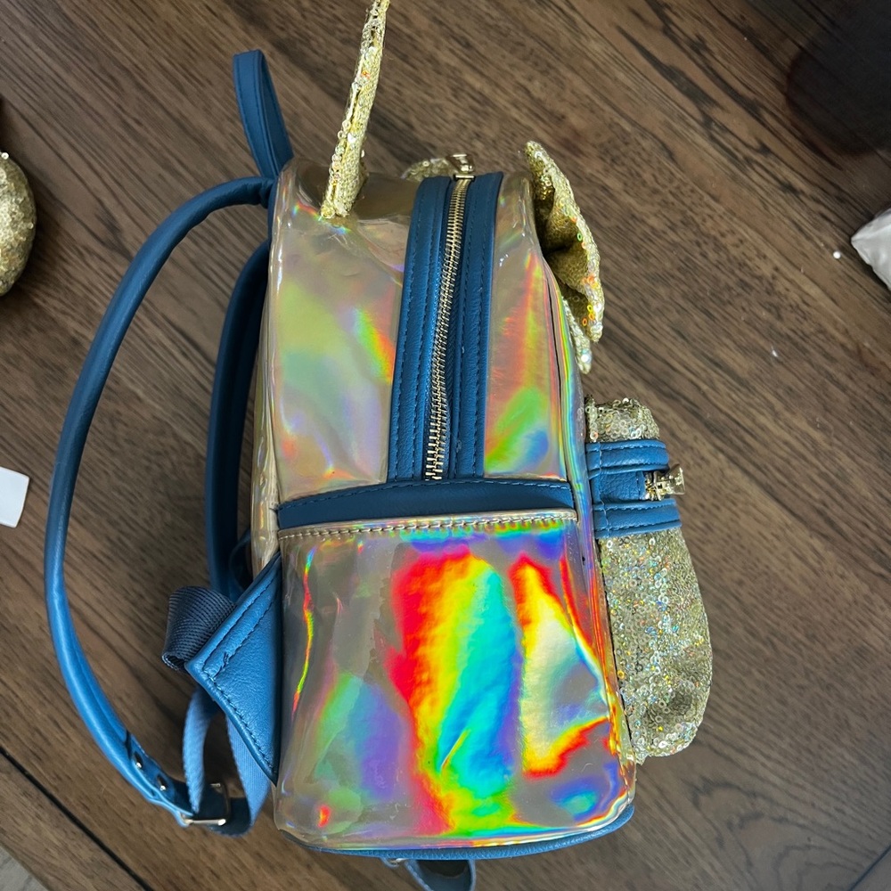 Disney Parks 50th Minnie Sequins Iridescent Loungefly Backpack and Minnie Ears - Picture 6 of 8
